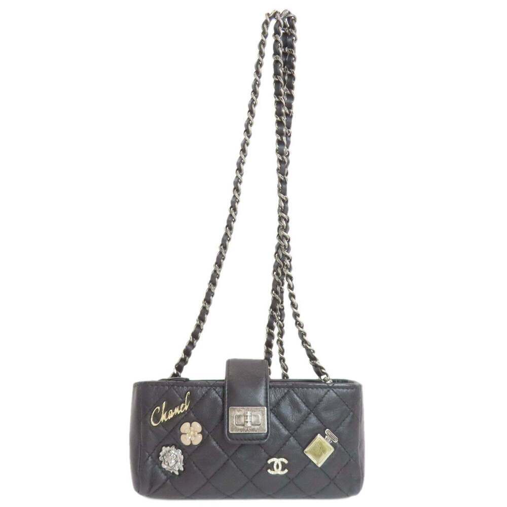 CHANEL Black Lambskin Leather Shoulder Bag